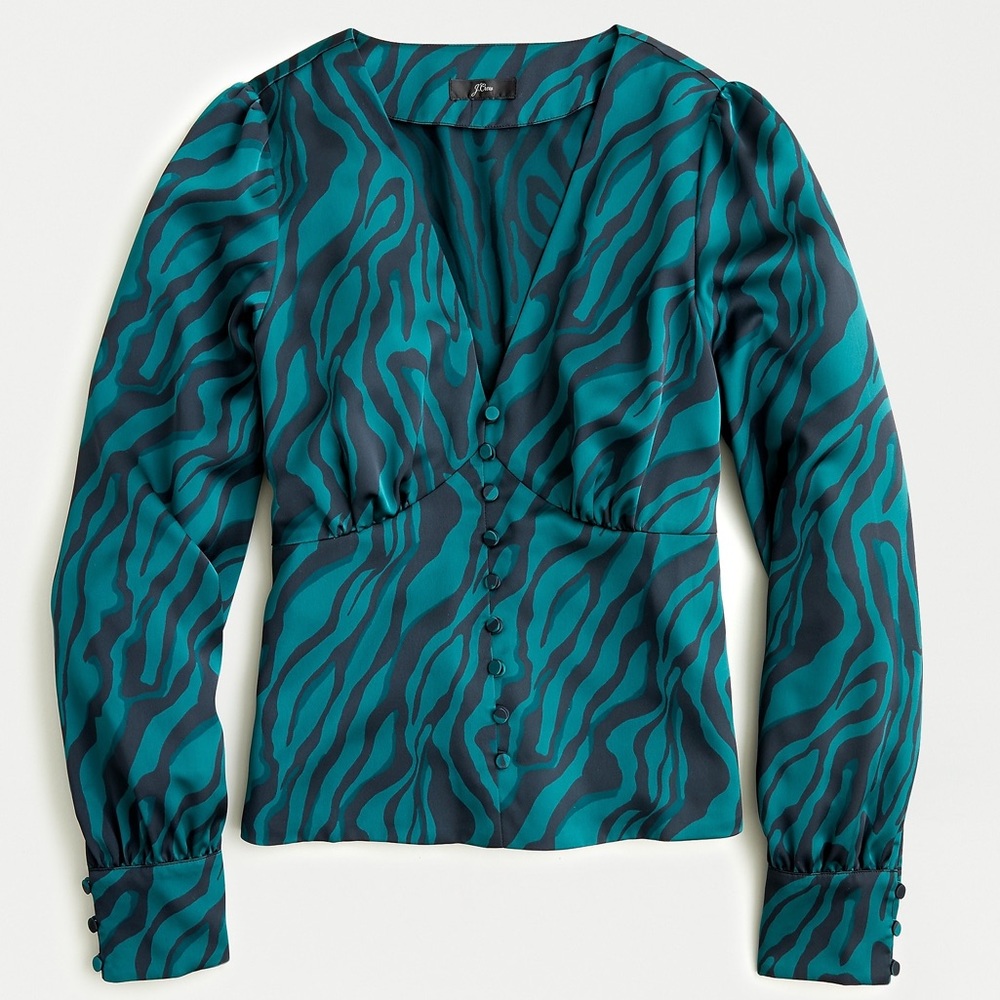 J Crew Zebra Stripe Blouse Sz 4